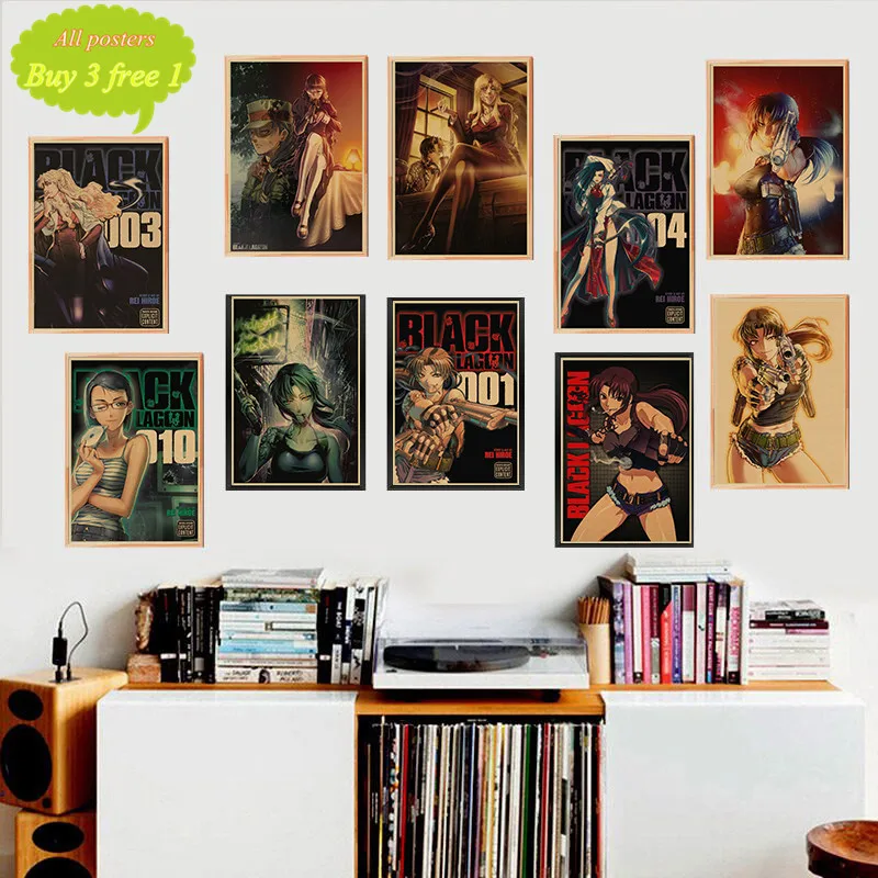 Black Lagoon Anime Art Kraft posters Wall Picture Home Living Room Decor