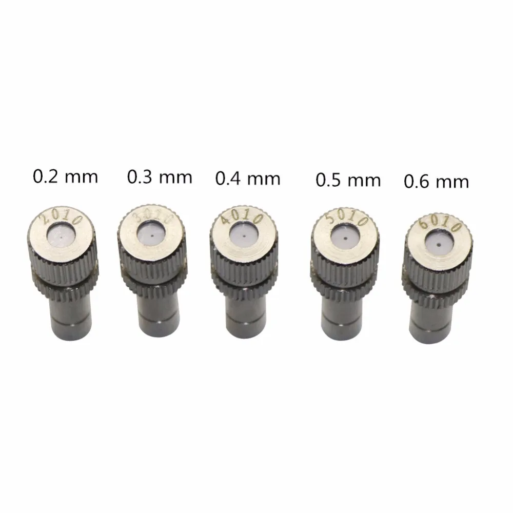 50 sztuk 6mm dysza zamgławiająca 0.1 ~ 0.8mm szybkozłączka metalowa dysza ogrodowa atomizacja nawadnianie zraszacz chłodzenie dysza do kształtowania krajobrazu