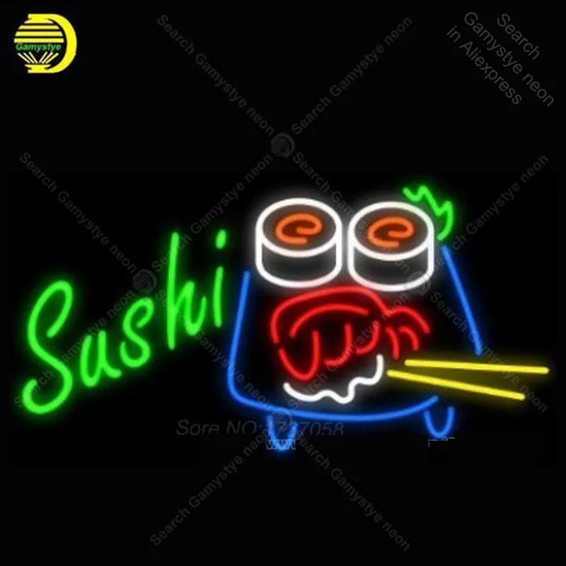 

Neon Sign for Sushi With Chopsticks NEON glass Tube Restaurant Handcraft Arcade Neon Lamp for Beer Custom neon sign Aesthetic