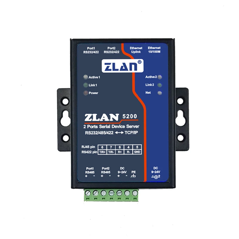 

Serial server 2 port 2 Road 232 road 485 turn to Ethernet 2 Ethernet port ZLAN5200