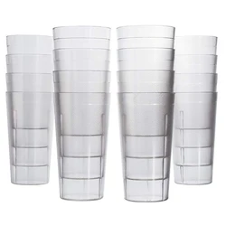 6pcs Beverage Transparency Clear Cups Plastic Restaurant Reusable Drinking Cup Cafe Break Resistant Water Tumblers 9.5/12/16OZ