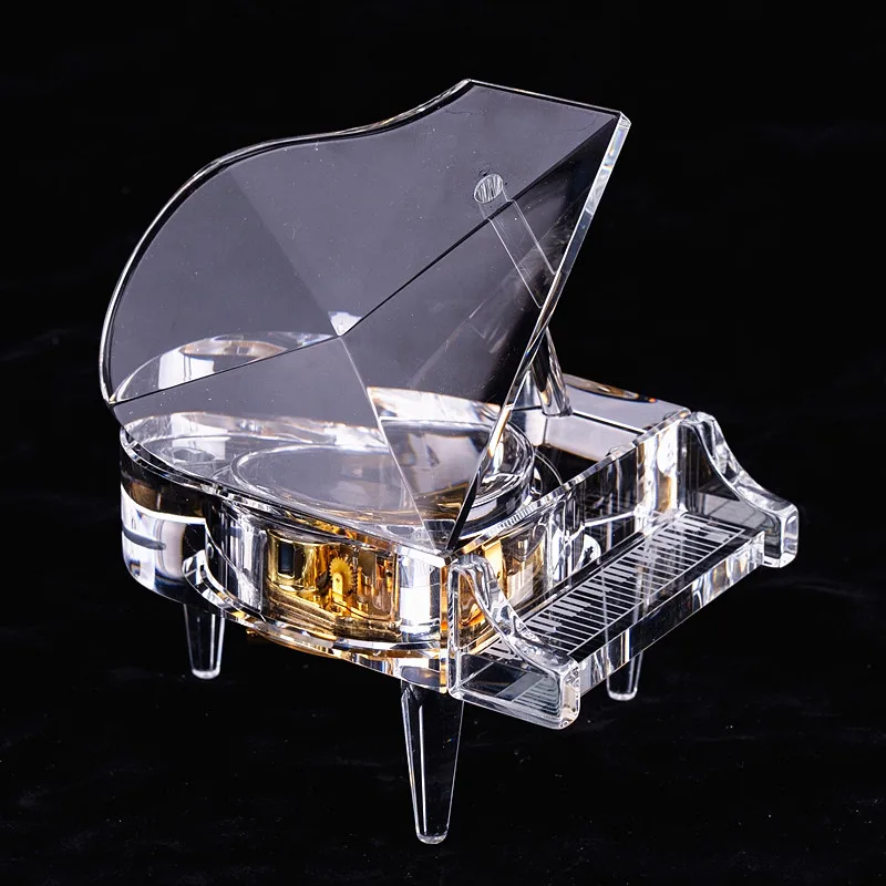 K9 Crystal Piano Music Box Eight Music Box Customize Frame Clockwork Romantic Creative Figurines Crafts  Ornaments Birthday Gift