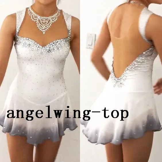 

white figure skating dresses women competition ice skating dress custom ice figure skating dress girls free shipping