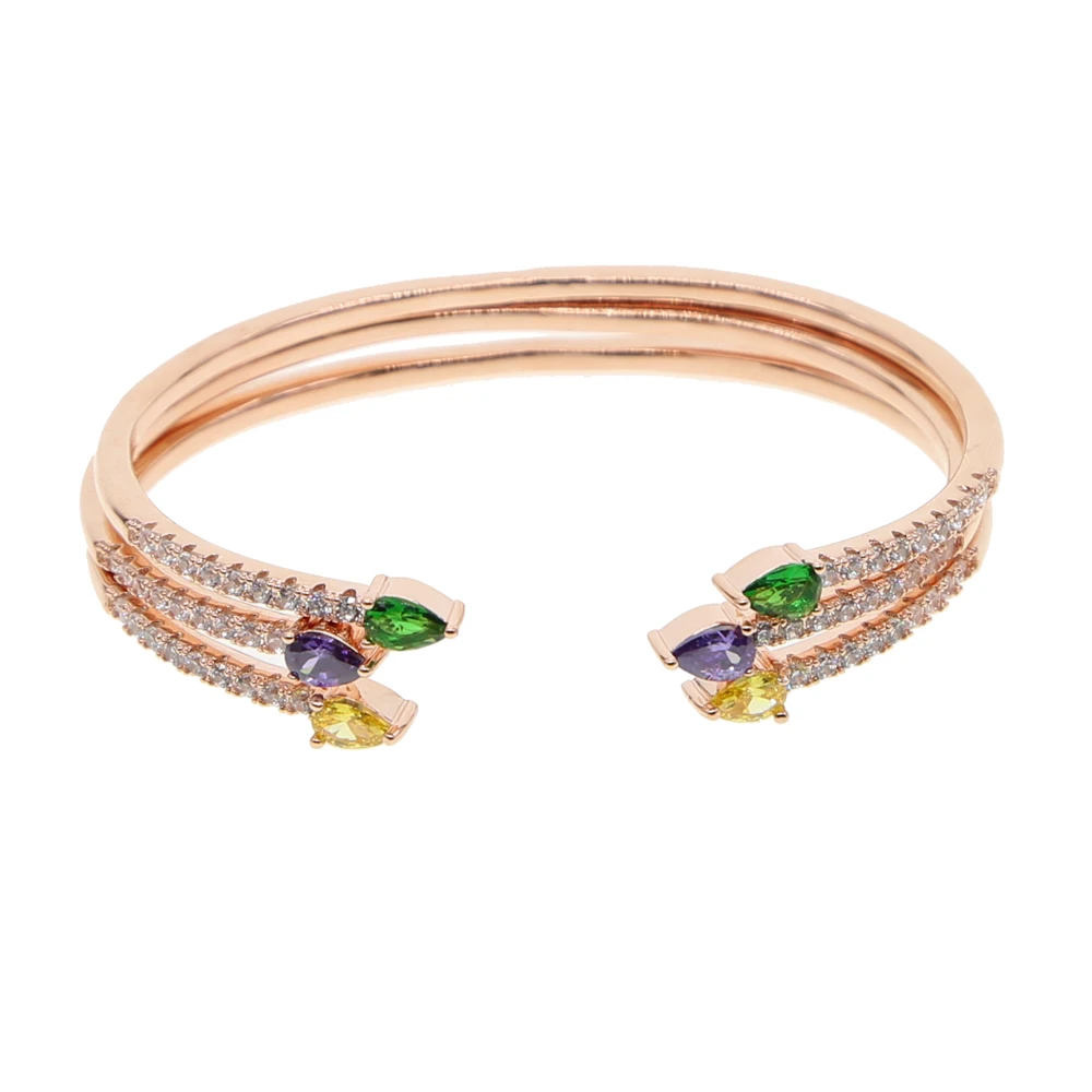 5 colors european USA Hot Sale European cz Charm Bead Cuff open Bangle & Bracelet Fashion Jewelry For Women