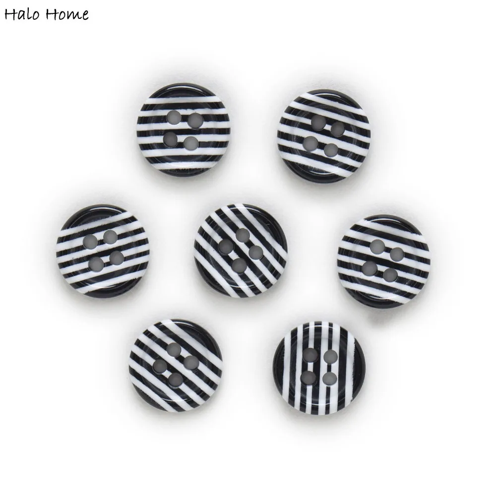 30pcs Stripe Resin Round Buttons Sewing Scrapbooking Handwork Clothing Home Gift Decor 11mm
