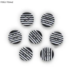 30pcs Stripe Resin Round Buttons Sewing Scrapbooking Handwork Clothing Home Gift Decor 11mm