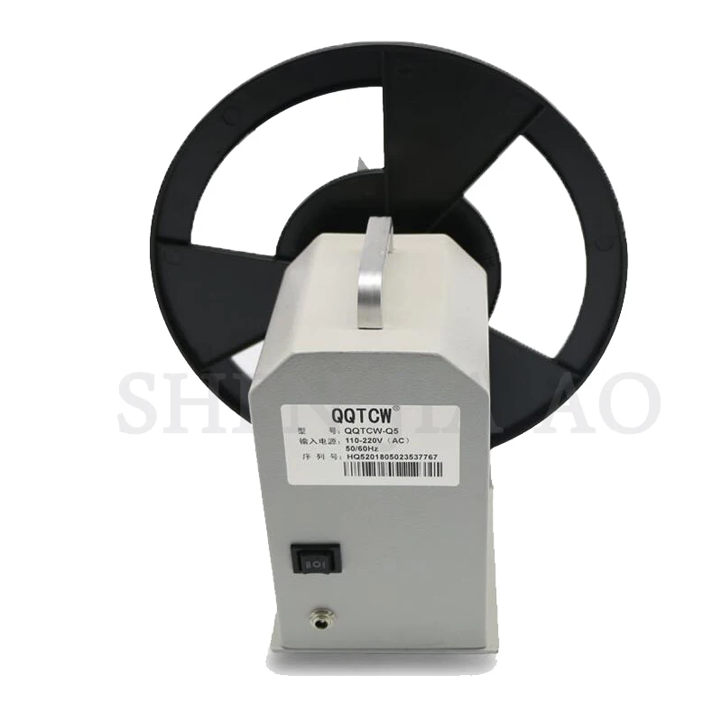 1PC QQTCW-Q5 เครื่องกรอฉลากบาร์โค้ดอัตโนมัติ 100 ~ 240V สองทางฉลากอุปกรณ์กรอสติกเกอร์กระดาษเครื่อง