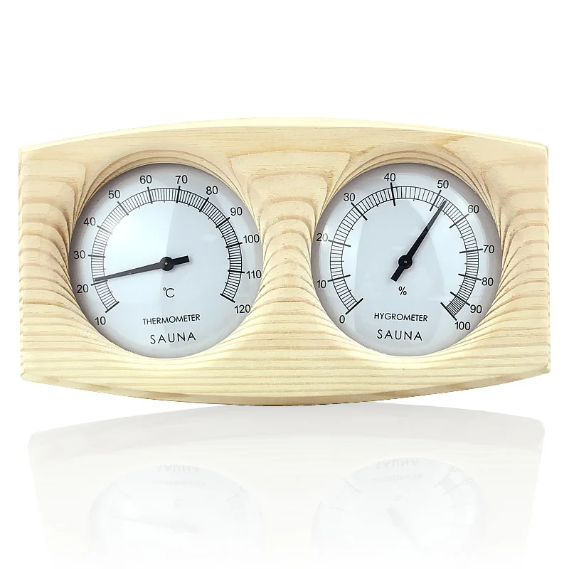 Double Sauna Wooden Hygrothermograph Thermometer Hygrometer Sauna Room Accessory