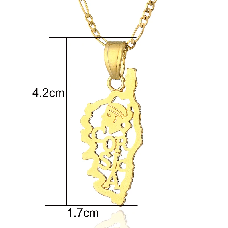 Ethlyn Map of The island of Corsica pendant & necklace for women & men,Gold Color country map  corsica  symbol jewelry P28