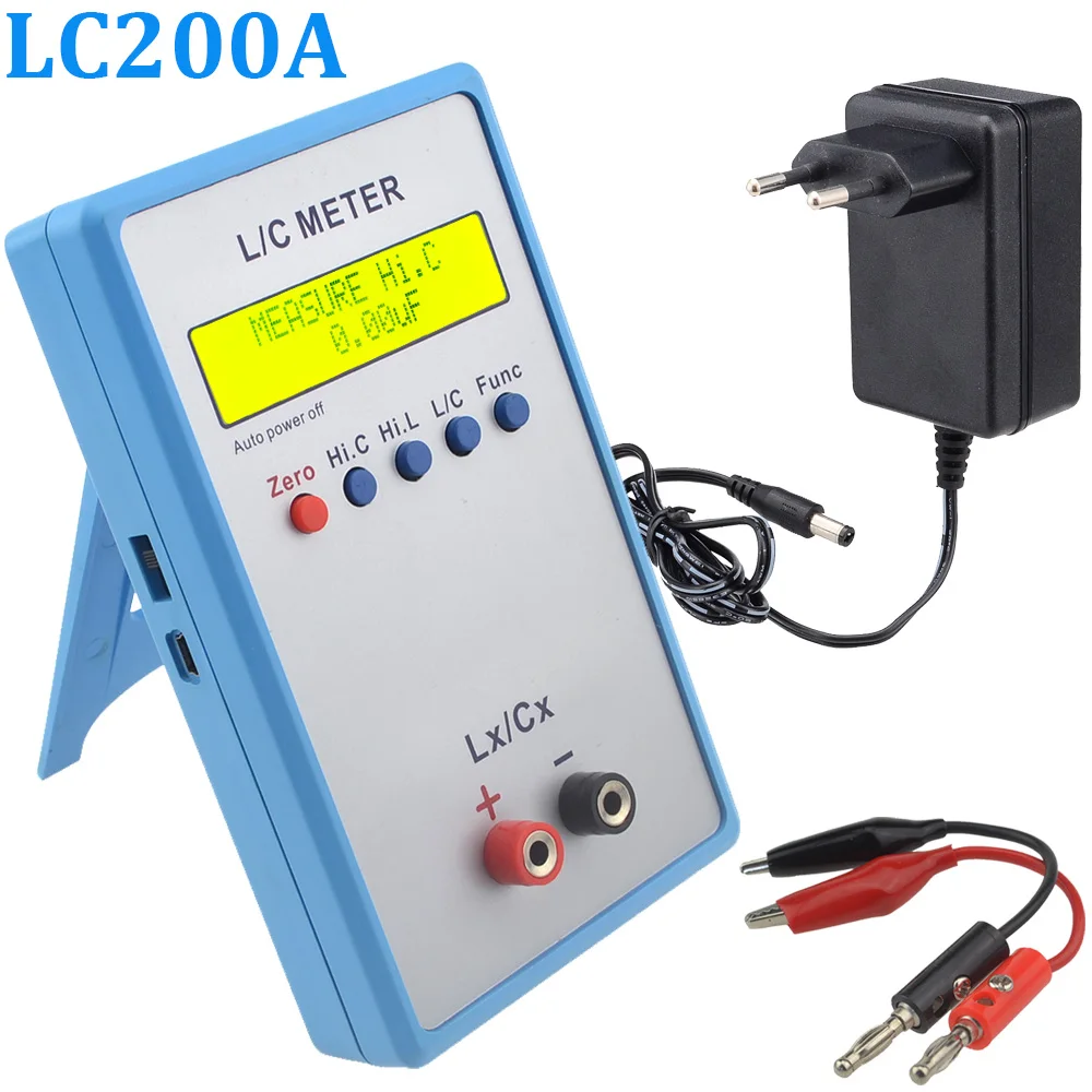 

LC200A Inductance and Capacitance Meter Digital Bridge Test Gauge LCR Table Yellow LCD Display L/C Multimeter Tester