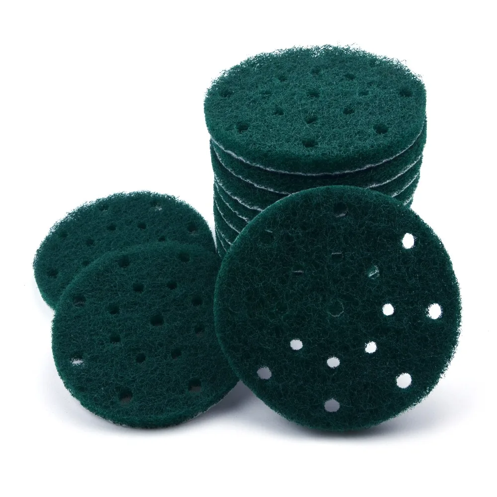 12PCS 6 Inch 150mm 17-Hole Round Hook&Loop Industrial Scouring Pads Heavy Duty 240#/400#/1000# Nylon Polishing Pad for Cleaning