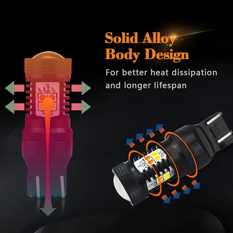 AUXITO White Amber Switching T20 7443 W21/5W W21W LED Bulb T25 3157 3156 P27/7W Car Turn Signal DRL Daytime Running Light 12V