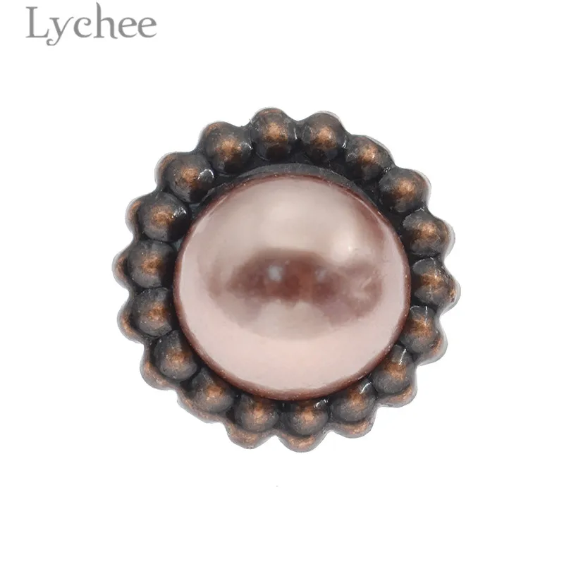 Lychee 50pcs 16mm Vintage Flower Scrapbooking Brads Handmade Photo Album Embellishment DIY Decoration Brads for Craft Making