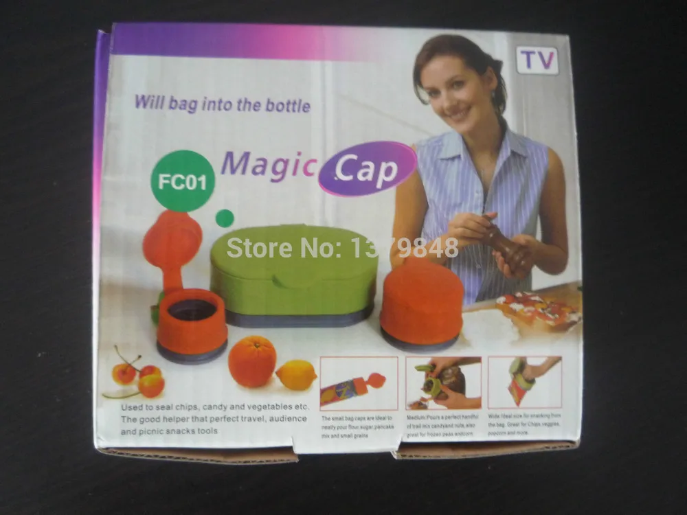 5Set/Lot 3 in 1 Food Storage Snack Seal Bag Magic Cap   bag cap Lid  multifunctional food sealing cover