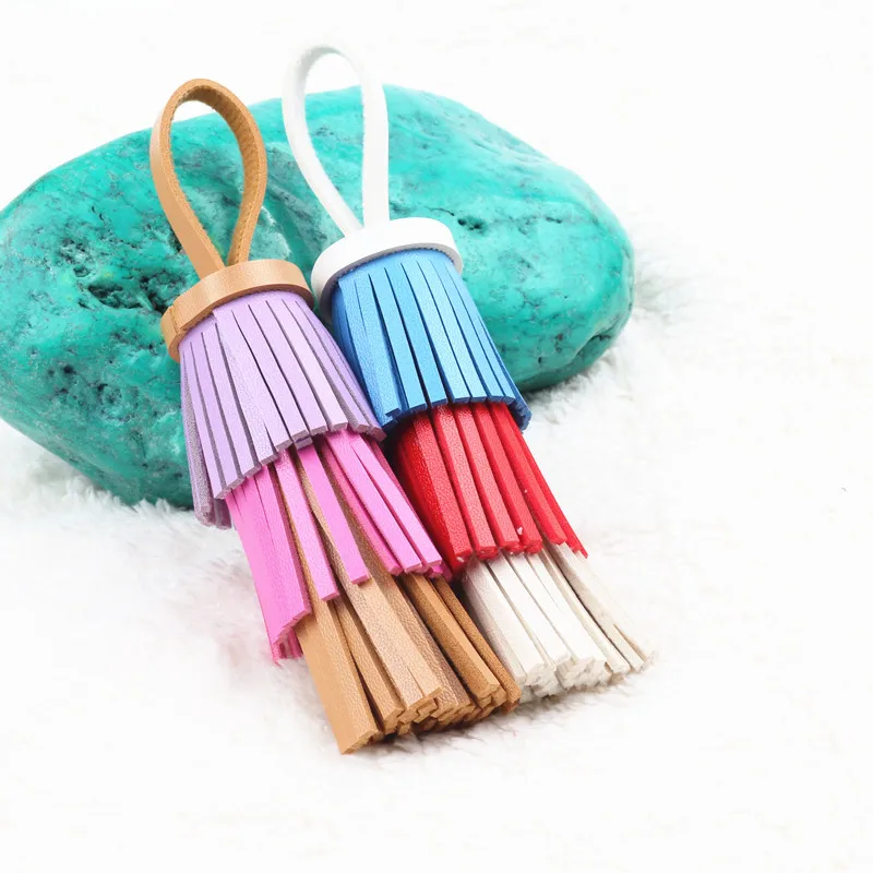 6Pcs Mix Colors Pu Leather Tassels For Women Bag  charms Pendant /Jewelry findings Diy Accessories