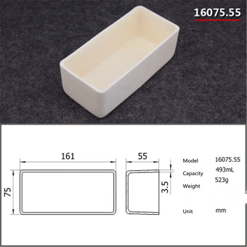 

99.5% Square corundum crucible / 493ml 16075.55 / Temperature 1600 degrees / Sintered ceramic crucible