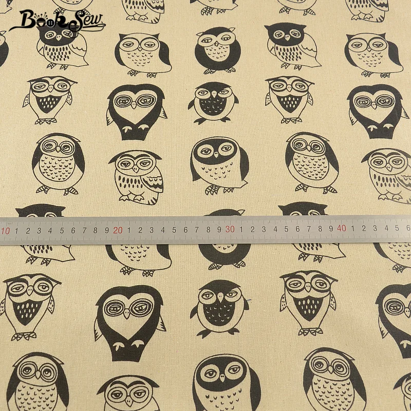 Cotton Linen Fabric Owl Cartoon Style Home Textile Sewing Material Tissu For Bag Table Cloth Curtain Decoration Zakka Booksew