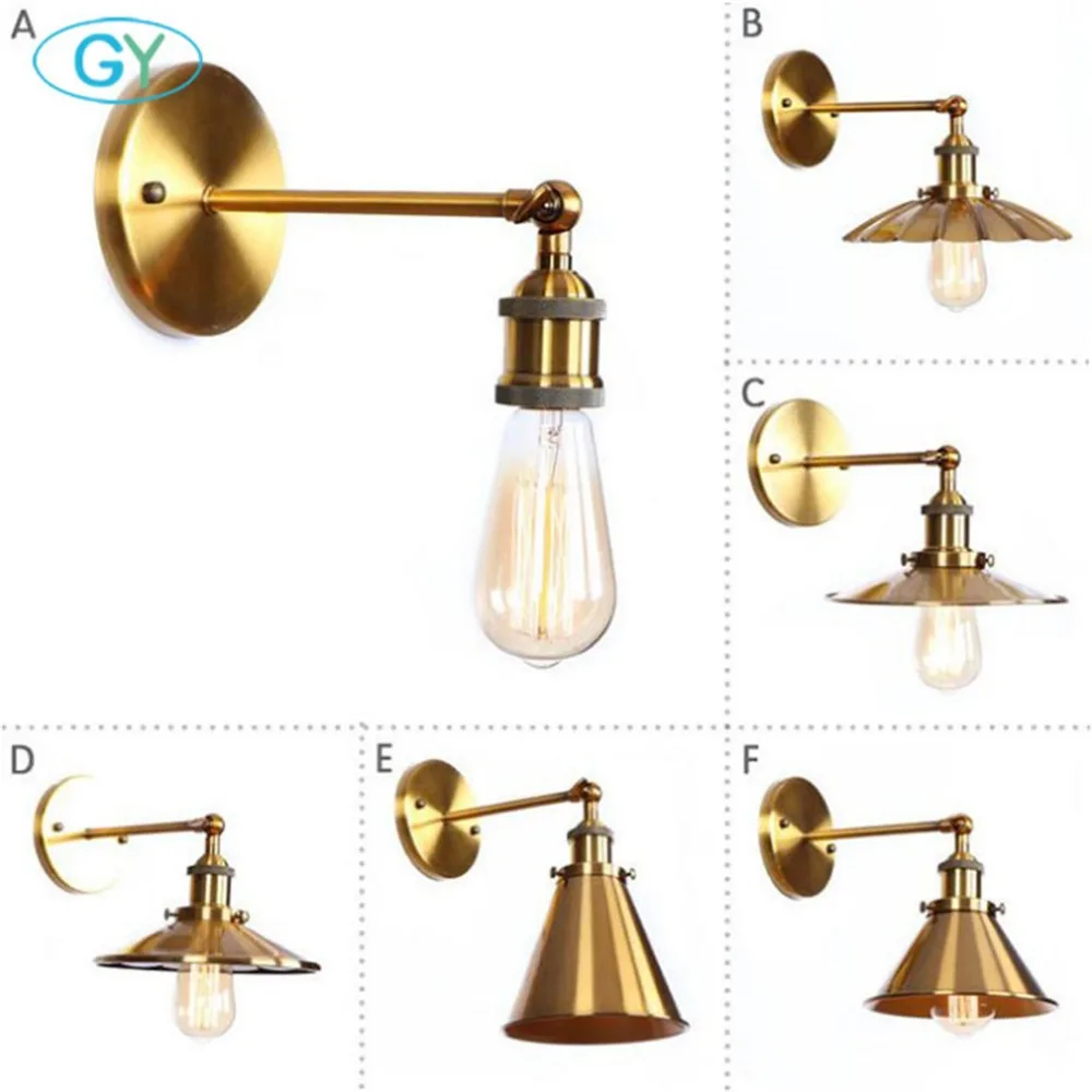 

1-Light Industrial Metal Wall Sconces gold Metal Shade Retro Rustic Loft Antique Wall Lamp Edison Vintage Decorative Wall Light