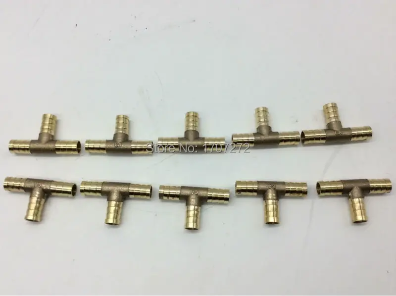 Conector de tubería de cobre de 3 vías, conector rápido tipo T, Junta pagoda de 6mm, 8mm, 10mm y 12mm, envío gratis (3 unids/lote)
