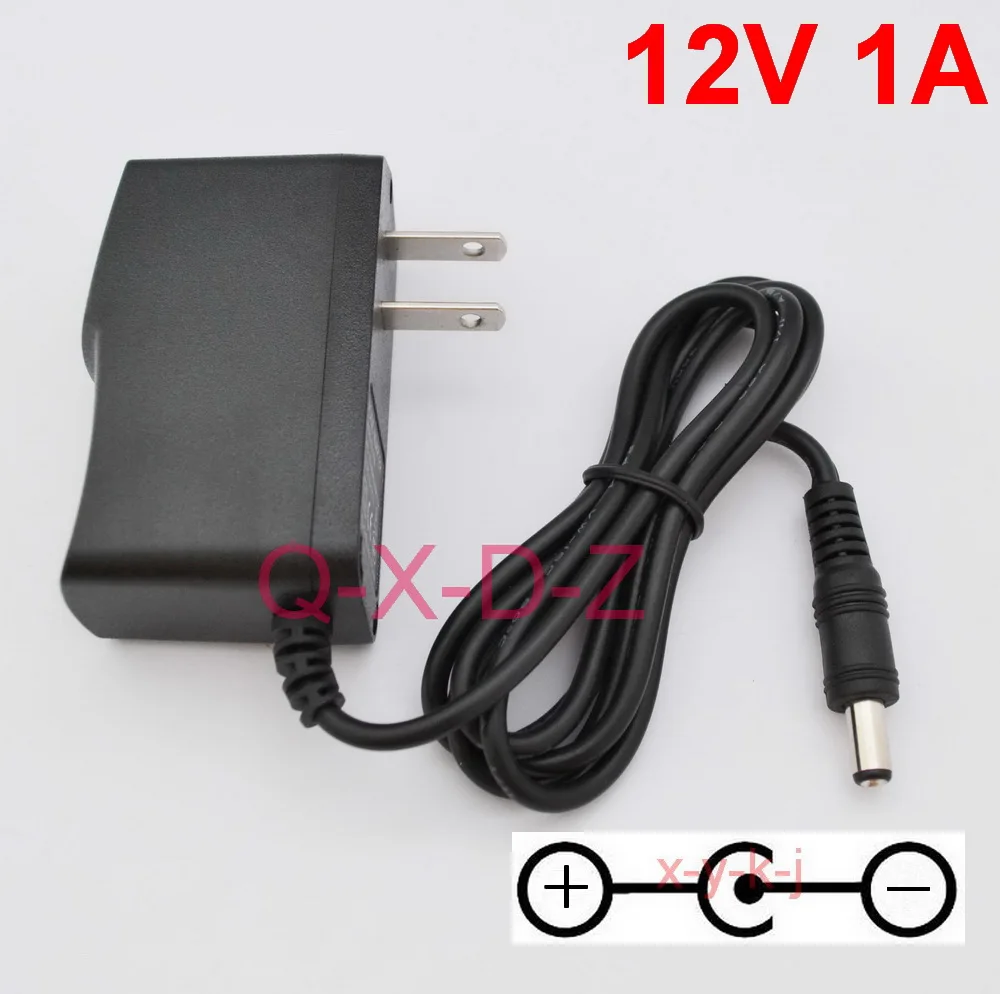 1PCS 12V1A High quality AC/DC 12V 1A Switching Power Supply adapter Reverse Polarity Negative Inside US plug 5.5mm