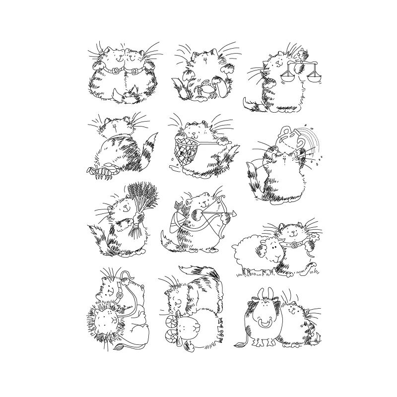 Cat Days Cute Animal Transparent Clear Silicone Stamps for DIY Scrapbooking/Card Making/Kids Christmas Fun Decoration Supplies