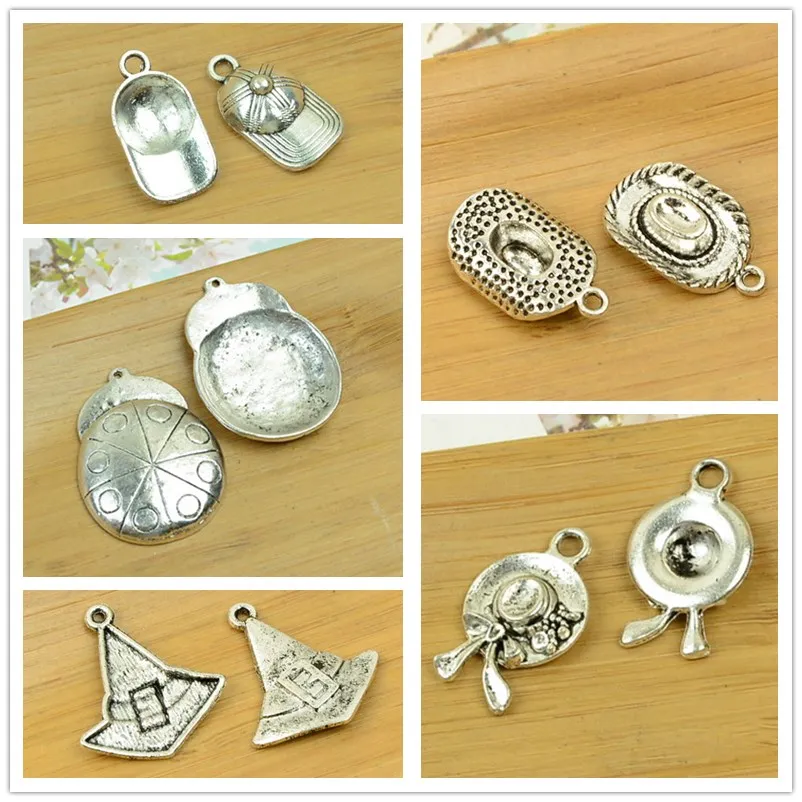 

cap / hat shape DIY pendant vintage bracelet necklace chain wholesale jewelry accessories antique silver alloy charm findings