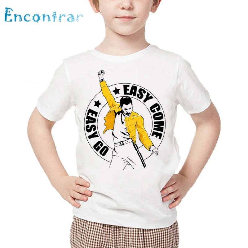 

Kids Rock Band Queen Freddie Mercury Print T shirt Children Summer White Tops Boys and Girls Fashion Casual T-shirt,HKP2424