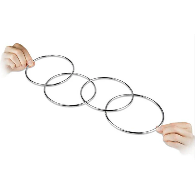 1sets Four Connected Linking Rings 4 Linking Rings  Steel Pipe diameter 10cm street Magic Tricks  Magic Props 81487