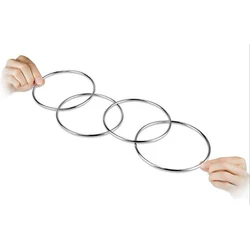 1sets Four Connected Linking Rings 4 Linking Rings  Steel Pipe diameter 10cm street Magic Tricks  Magic Props 81487