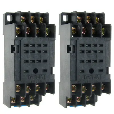 

14 Terminals Solid State Module Relay Sockets 2 Pcs Black