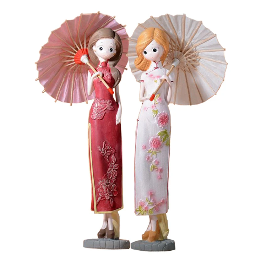 Traditional chinese resin doll Chinese  dress Decoration Carving Handicraft Furnishing Art Figurines  Desktop  Home decor