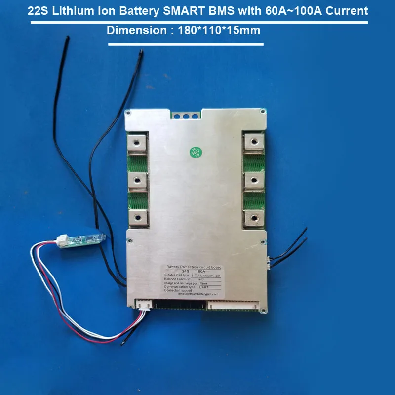 

22S Li ion or Lifepo4 Smart Battery BMS with Bluetooth Function and software PCB board with 60A to 100A constant current