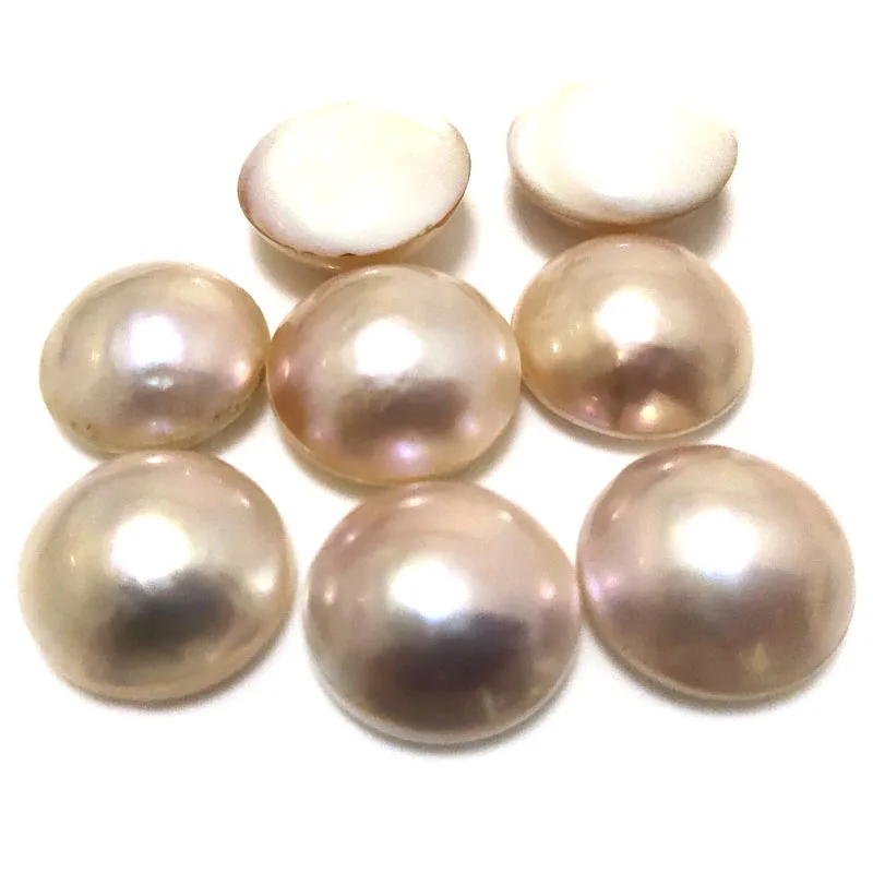 14-15mm AAA High Luster Pink Round Natural Sea Water Mabe Pearl
