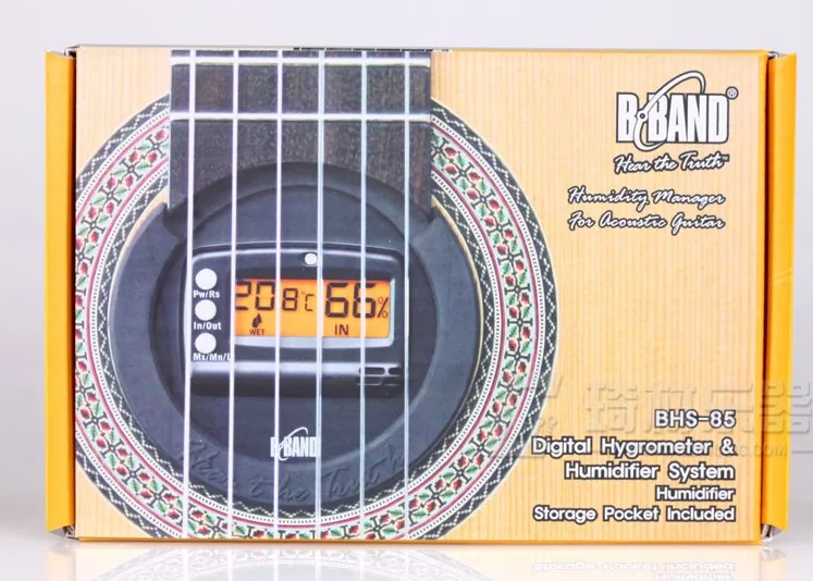 B-Band Guitar Sound Hole Humidifier with Digital Hygrometer with Monitor Soundhole Cover for Classical Guitar