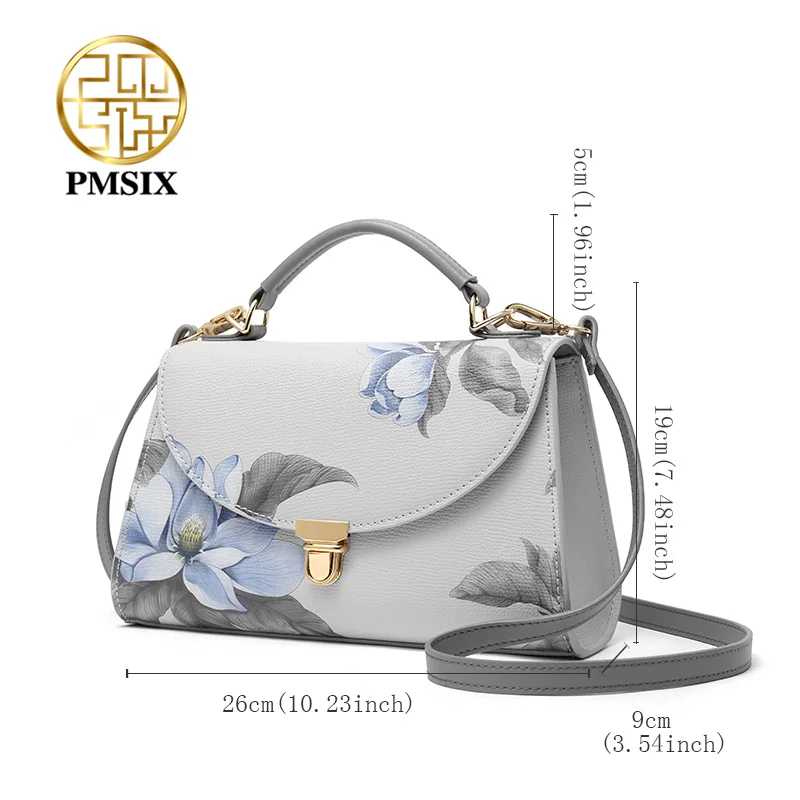 PMSIX Fashion Women\'s Shoulder Bags Simple Ladies\' Small Handbag Floral Printing Crossbody Bag Vintage Hasp Messenger Bag 2020