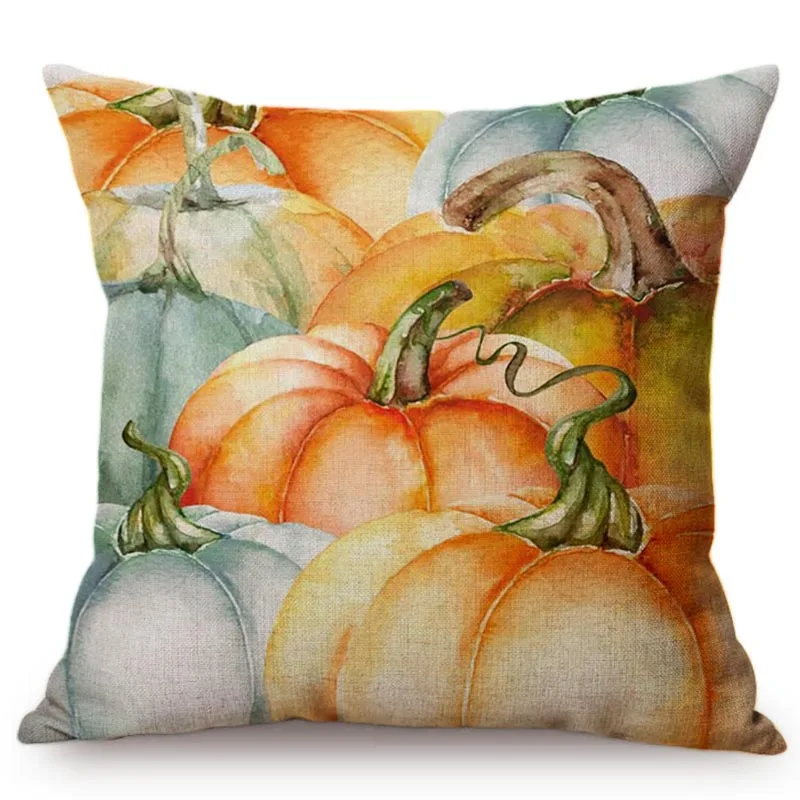 Yellow Pumpkin Watercolor Throw Pillow Cover for Autumn Harvest Thanksgiving Home Decorative Car Sofa Cushion Cover Pillow Case