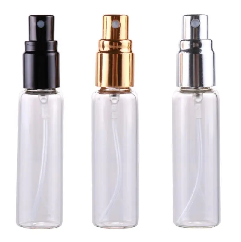 10ml Glass Spray Perfume Bottle With Gold/Silver/Black Cap, Cosmetic Sample Packaging Vials lin2884