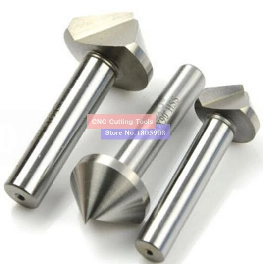 1PCS 6.3mm-50mm 60 Degree/90 Degree 1 Flute/3 Flute HSS Chamfer Chamfering End Mill Cutter Bit (10.4/16.5/20.5/25/30/35/40/50mm)