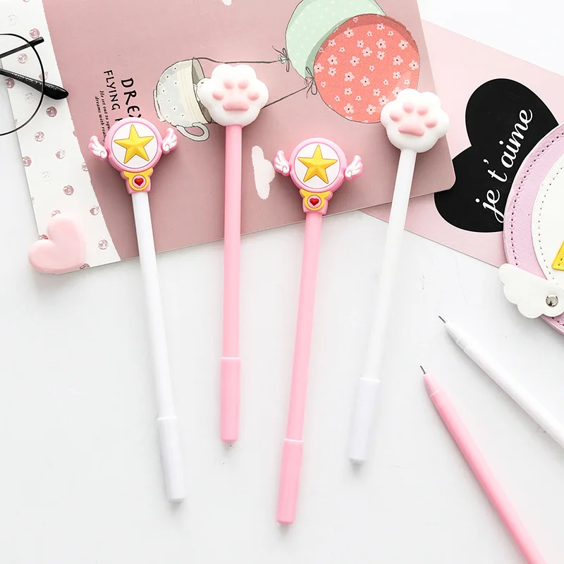 20 Pcs New Cute Little Fairy Magic Stick Gel Pen Student Stationery Cartoon Black Fountain Pen Wholesale Writing School Supplies