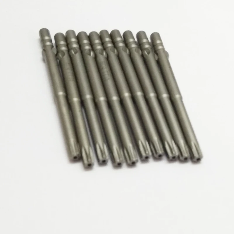 10pcs/lot 60mm length 800 4mm Round Shank Electric Magnetic Torx Screwdriver bit T15 With Hole for DC Screw driver hand tool