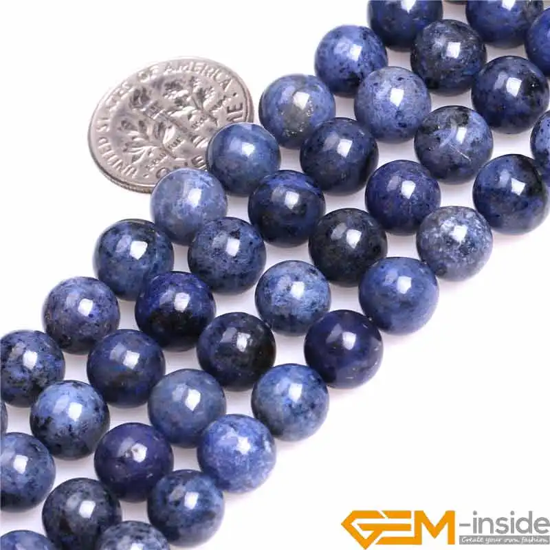 4/6/8/10/12mm A Grade Natural Dumortierite Stone Gem Stone Semi Precious Dark Blue Round Beads Loose Bead For Jewelry Making 15\