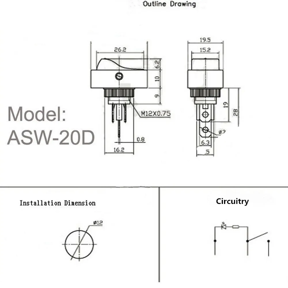 1 PCS LED Light 12V 30Amp 30A Car Boat Auto Rocker SPST Toggle Switch Blue Green Yellow Red