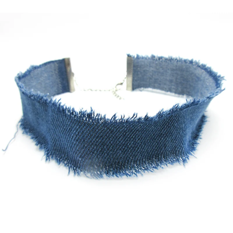 Blue Denim Choker Necklace For Women Tassel Jeans Chokers Chocker tattoo choker for Female