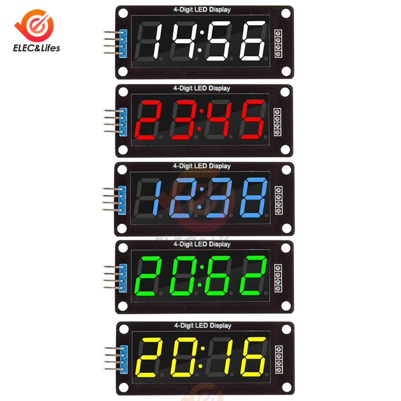 TM1637 4-Digit Digital LED Display Module For Arduino I/O 7 Segment 0.56 Inch Clock Red Green Blue Tube Serial Driver Board Pack