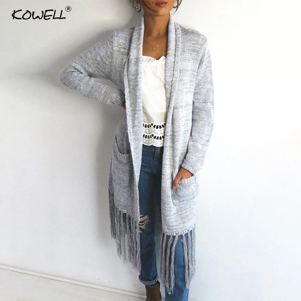 

Loose Tassel Knitted Women Sweater Coat Long Sleeve 2018 Autumn Winter Warm Outwear Knitted Coat Tops Female Long Cardigan