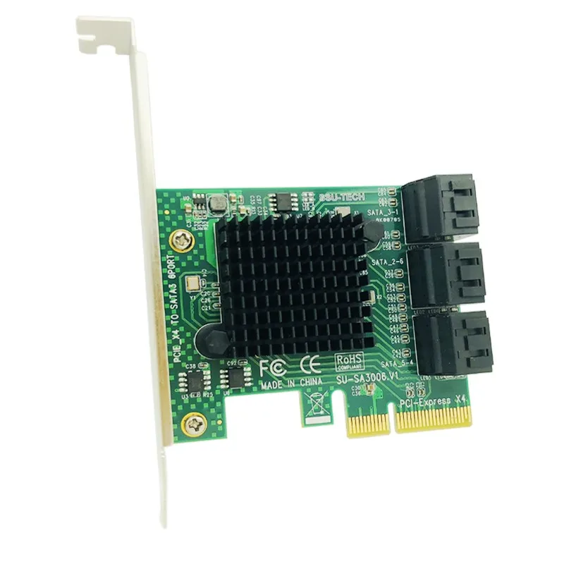 

SATA Card 6 Port SATA 3.0 PCI-E PCI Express Controller Card with Bracket SATAIII 6Gbps Expansion Card Adapter Boards for Desktop