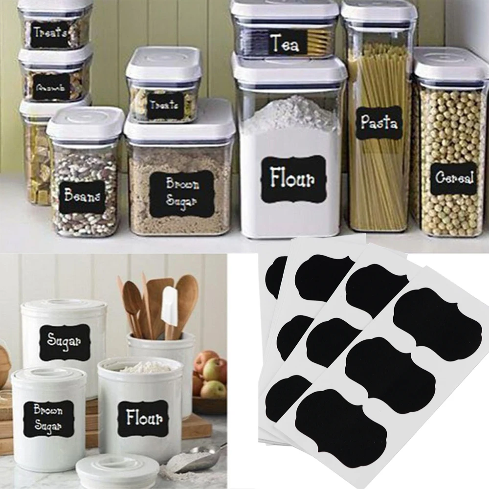 36Pcs/Set Blackboard Sticker Craft Kitchen Jars Organizer Labels Chalkboard Chalk Board Sticker 5cm x 3.5cm Black Board