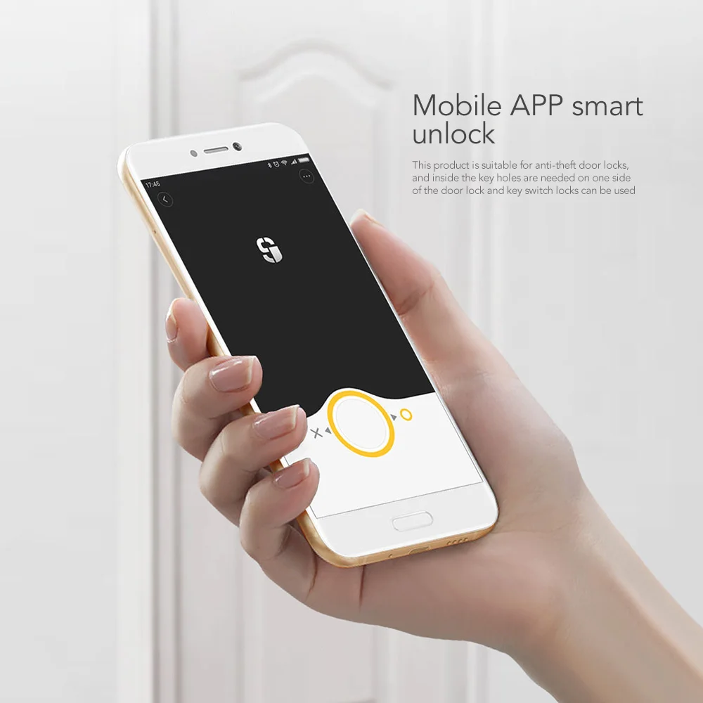 Sherlock S2 Silver Fingerprint + Password Smart Stick Lock Smart Door Lock Bluetooth Wirelless Open or Close Door By APP Control