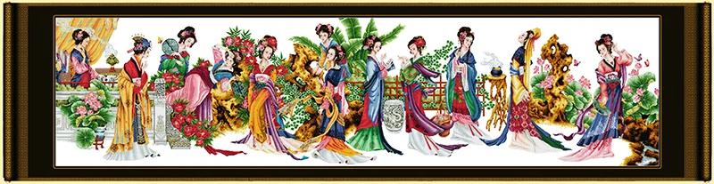 Twelve Jinling ladies cross stitch kit people 18ct 14ct 11ct count print canvas stitches embroidery DIY handmade needlework