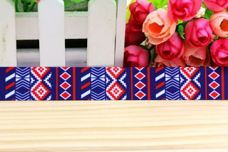 7/8''  aztec printed grosgrain ribbon hair bow headwear party decoration wholesale OEM 22mm H5019